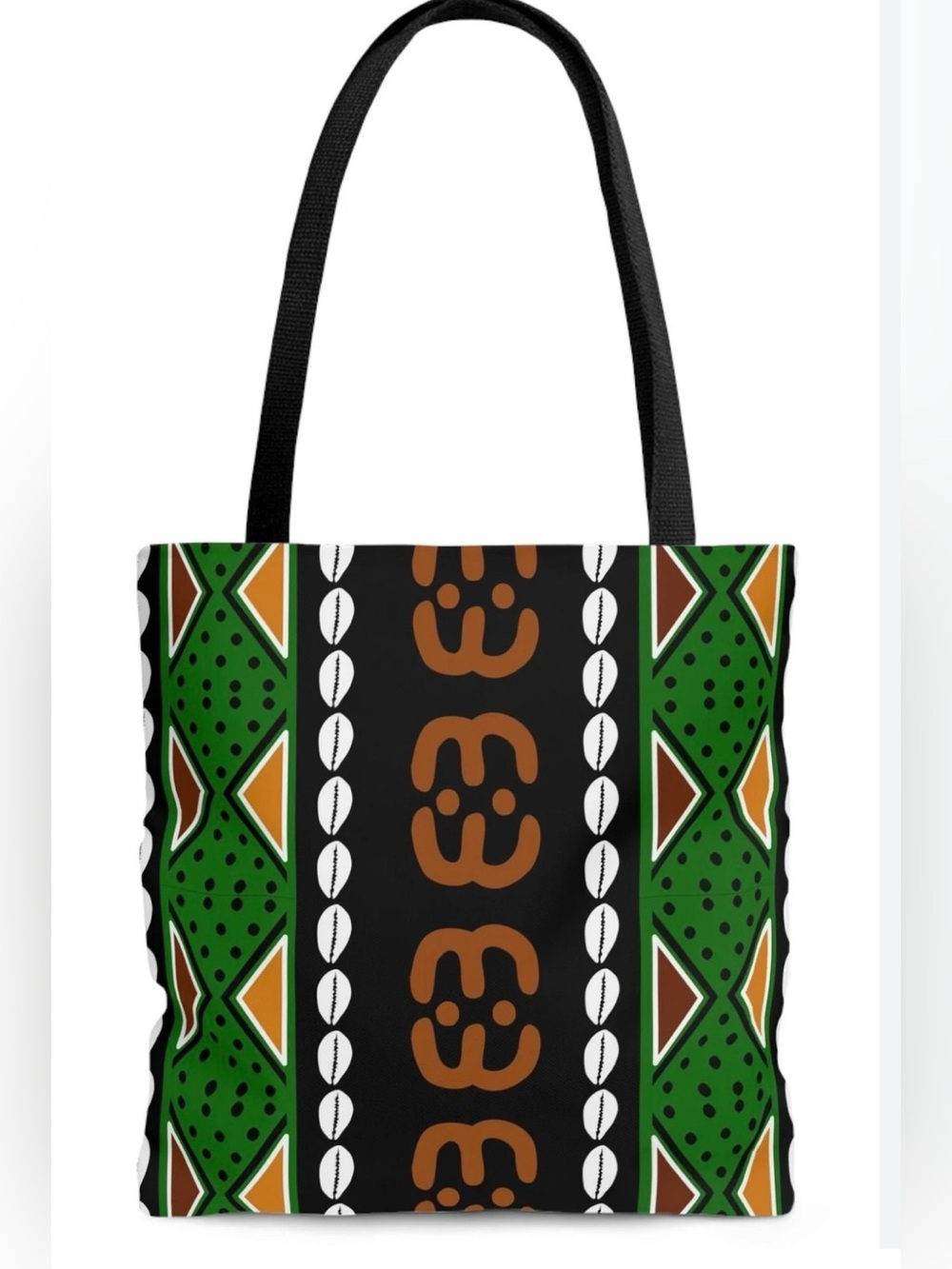 Mudcloth Inspired Green & Black Tote Bag